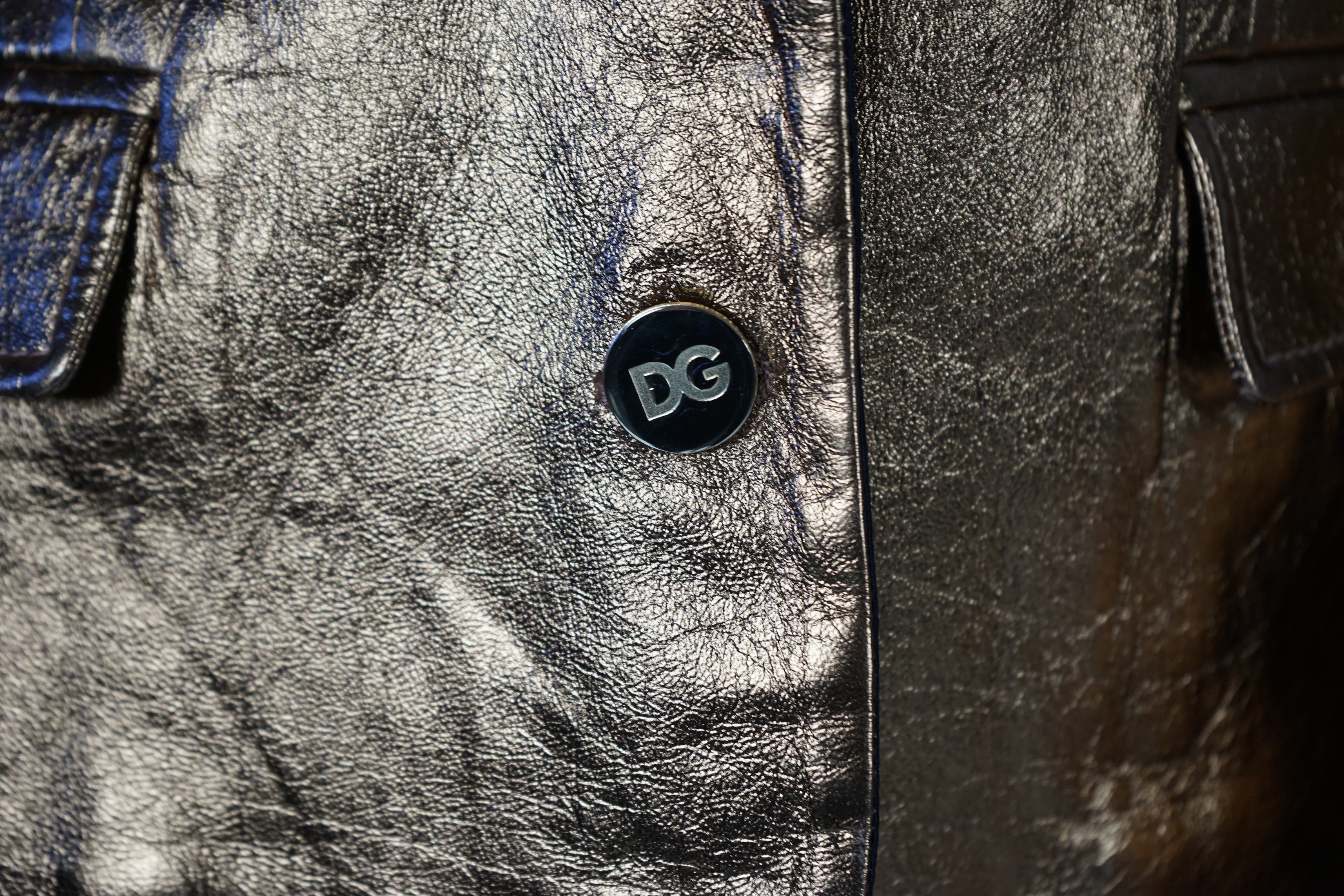A lady's Dolce & Gabbana gold metallic leather jacket, size 42